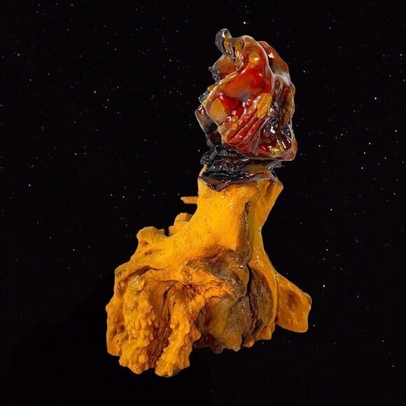 Vintage Apple Tree Carved Figurine Tree Man Women 6”T Signed Shep Driftwood - Picture 6 of 9